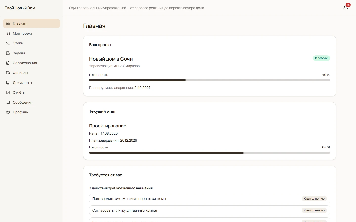 The client’s project